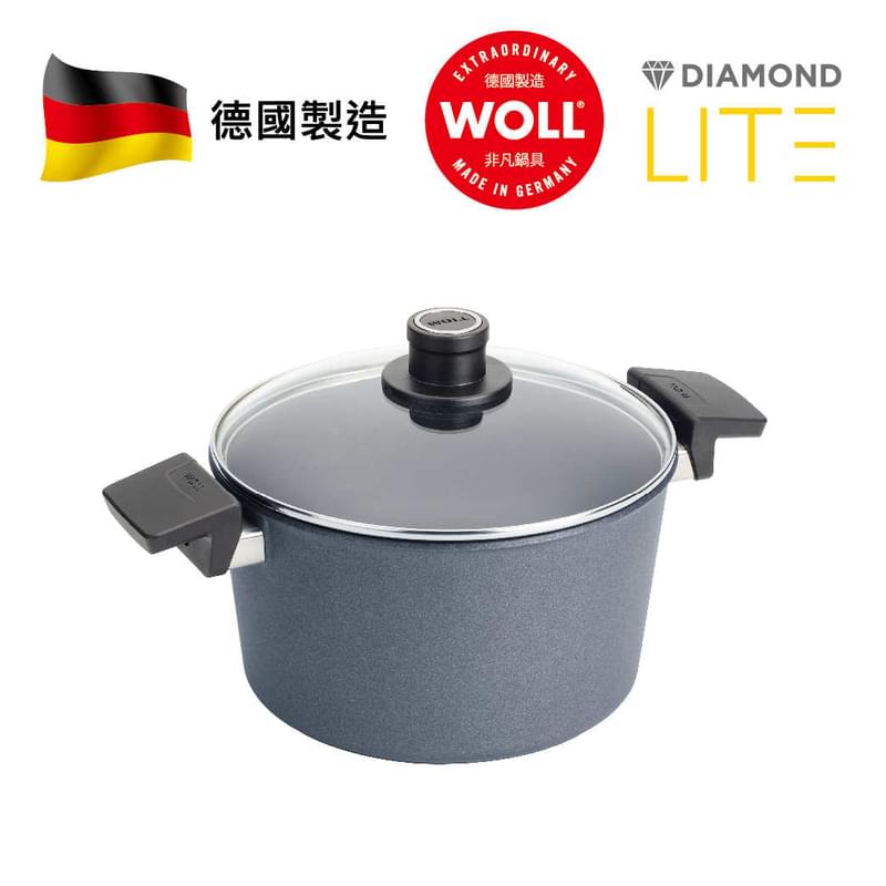 WOLL 輕．型鑽石系列 - 24cm / 5L鑽石雙耳湯煲 (連玻璃鍋蓋)